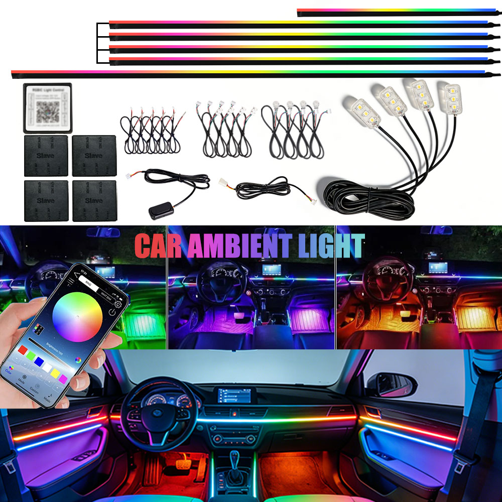 6/10/14/18/22 In1 Car Acrylic  - Led Ambient Interior Car Lights App Control ulasan dan harga