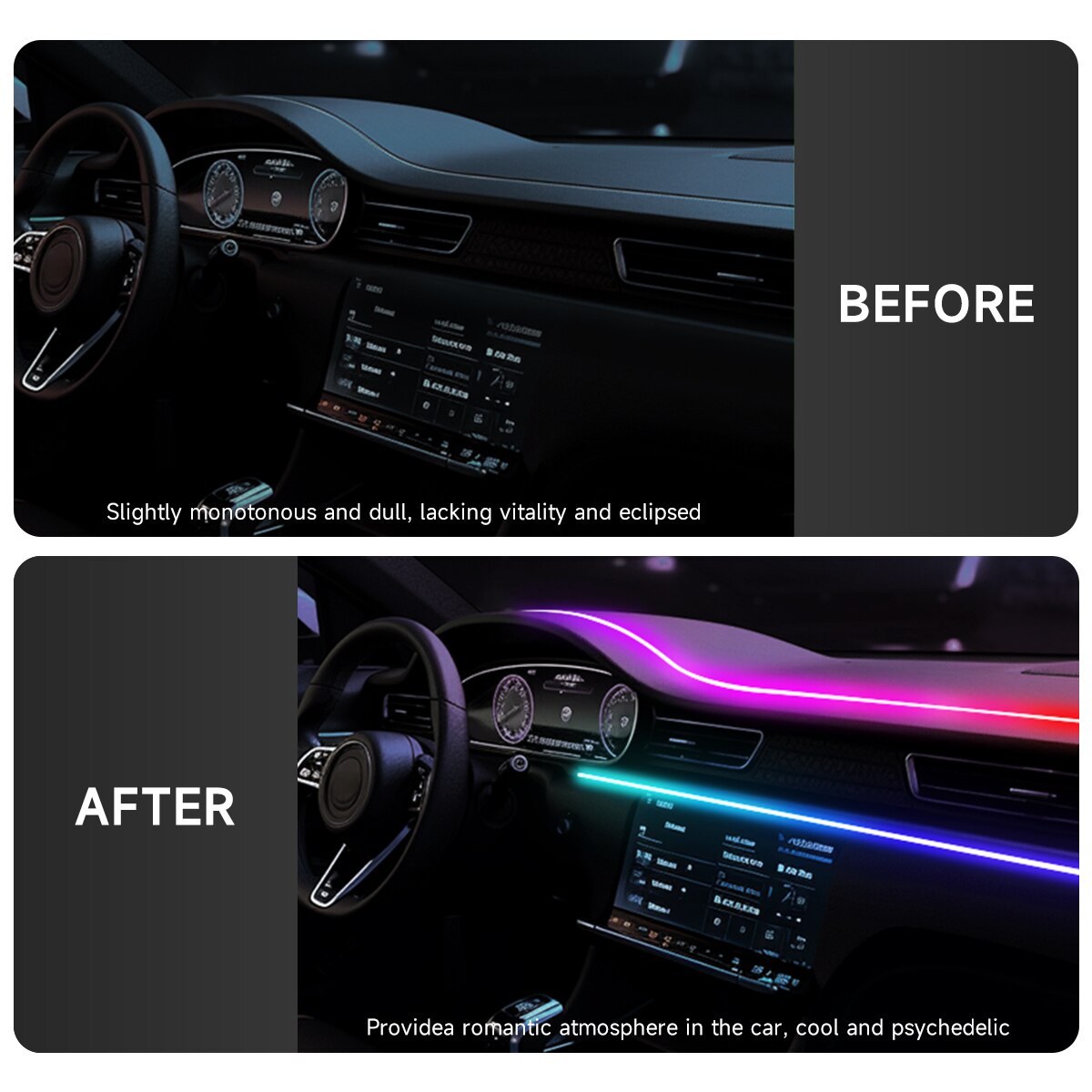 Car USB 64 Colors Acrylic Stri - Led Ambient Interior Car Lights App Control ulasan dan harga